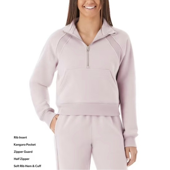 Members Mark Scuba Baby pink Quarter-Zip Pullover medium - Picture 2 of 6